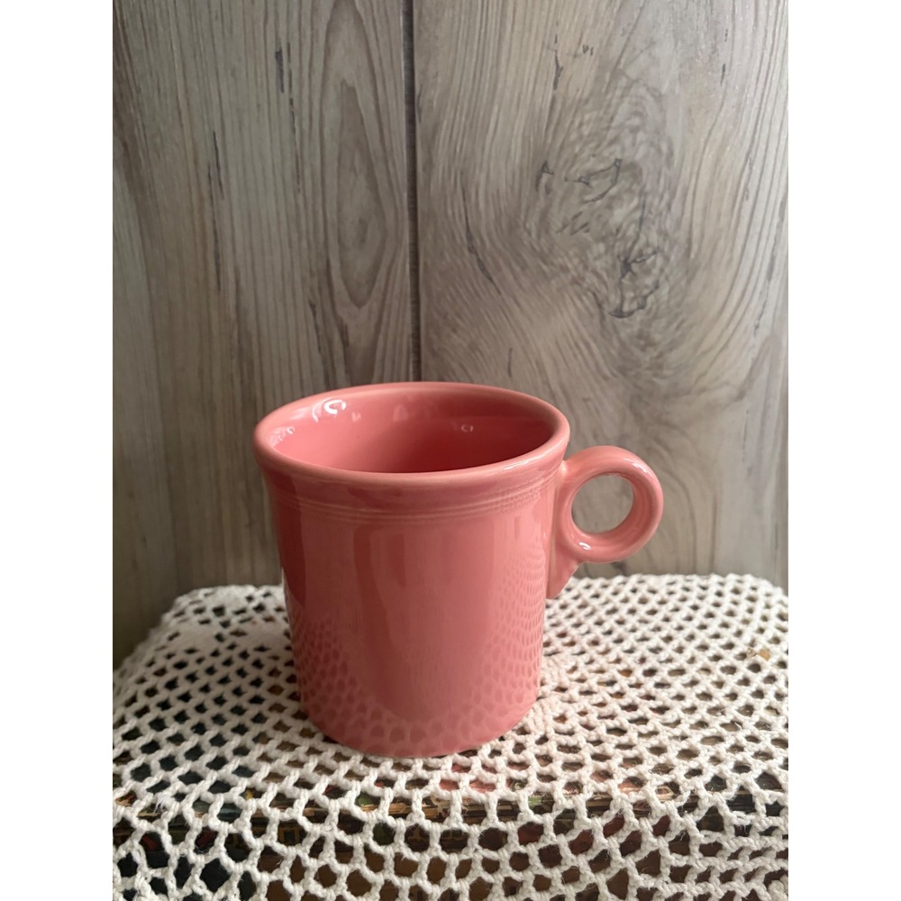 Fiesta HLC USA Pink Ceramic Coffee Mug Ring Handle Art Deco Stoneware Cup
